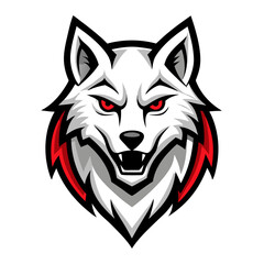 Fierce White Wolf Mascot Logo Design Esports Team Symbol, Gaming Clan Icon, Vector Illustration
