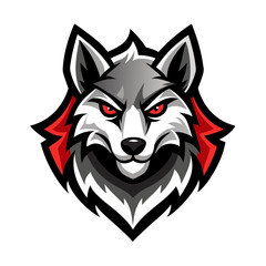 Fierce Wolf Mascot Head Esports Logo Design Vector Illustration