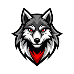 Fierce Wolf Mascot Head Esports Logo Design Vector Illustration
