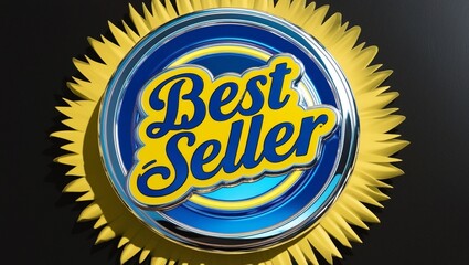 Fototapeta premium Vibrant Neon Best Seller Award Button