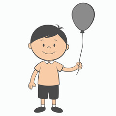 Child  Playing Game Outline Vector Illustration | Minimalist Line Art on White Background