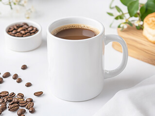 Fototapeta premium White ceramic coffee mug