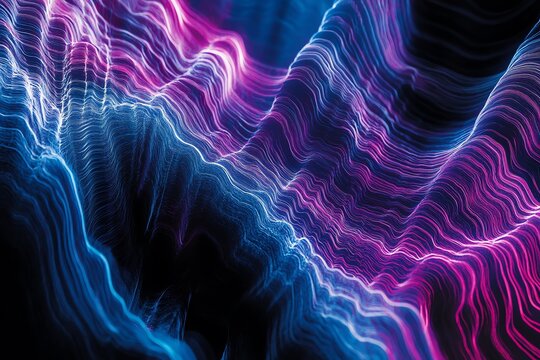 Fond d'&eacute;cran, Formes abstraites lumineuses violettes et bleues fluides
