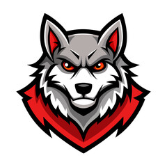 Fierce Gray Wolf Mascot Logo Esports Character Design, Vector Illustration