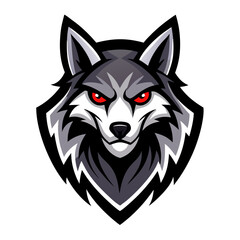 Fierce Grey Wolf Mascot Logo Esports Character Design, Vector Illustration