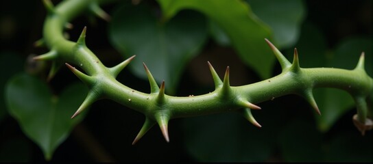 Twisted vines adorned by sharp green thorns signify envy and suffering
