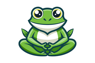 Serene Green Frog Mascot Logo Design Perfect for Yoga, Wellness, and Nature Brands