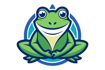 Serene Frog Mascot Logo Zen Frog Illustration, Yoga Frog Design, Peaceful Amphibian Character, Cartoon Frog Image, Happy Frog for Branding