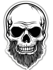 Fototapeta premium Bearded Skull Creepy Horror Skeleton Head Icon Logo Symbol