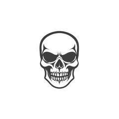 Minimalistic Skull Creepy Horror Skeleton Head Icon Logo Symbol