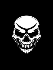 Fototapeta premium White Skull Creepy Horror Skeleton Head Icon Logo Symbol