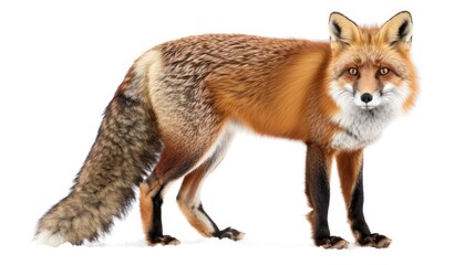 Obraz premium Red Fox Standing on White Background