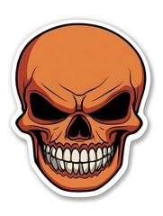 Obraz premium Orange Skull Creepy Horror Skeleton Head Icon Logo Symbol