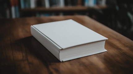 A white book set in a shelf.