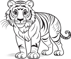 Fototapeta premium Fun Tiger Doodle for Coloring in Outline Form