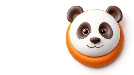 Obraz premium Cute panda head illustration on orange background, perfect for children's designs and playful themes.