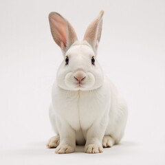 Obraz premium Adorable bunny standing alone against plain white background