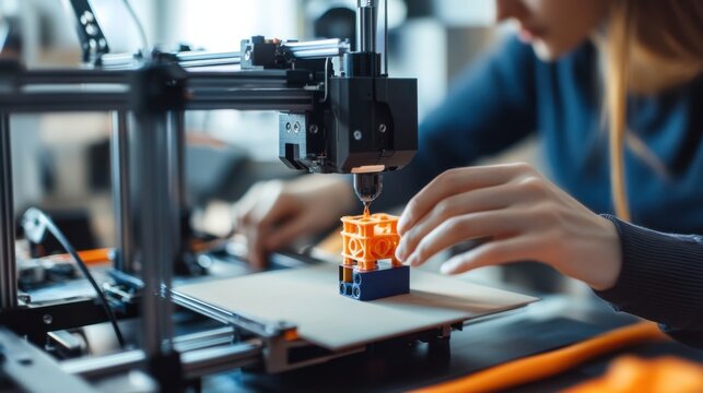 A person using a 3D printer to create personalized items at home, Modern lifestyle scene, Innovative style