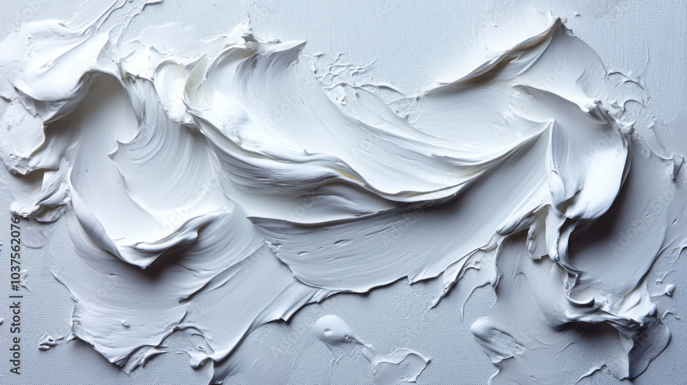 Aufkleber the image shows dynamic and textured white paint strokes on a flat surface, creating a contemporary 