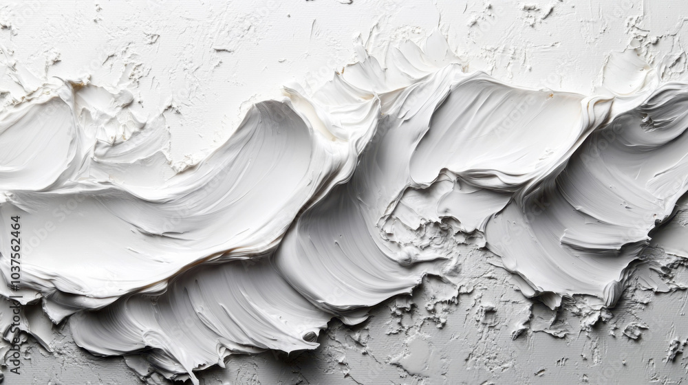 Aufkleber the image shows dynamic and textured white paint strokes on a flat surface, creating a contemporary 