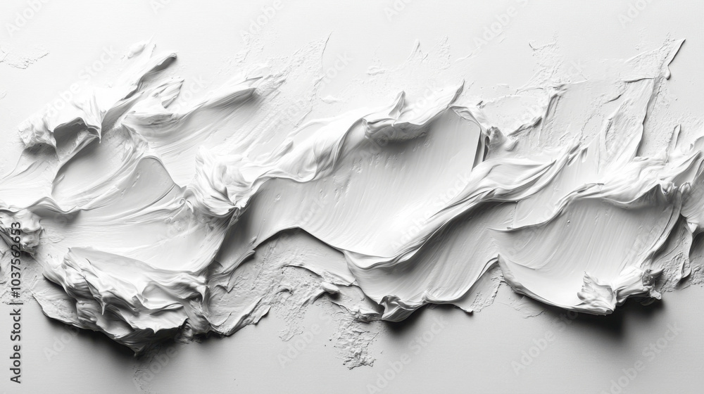 Aufkleber the image shows dynamic and textured white paint strokes on a flat surface, creating a contemporary 