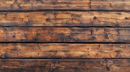 Naklejka premium Rustic Wooden Plank Texture: A close-up shot of weathered, brown, reclaimed wooden planks with visible knots, grain, and texture. Perfect for adding a touch of rustic charm to your designs. 