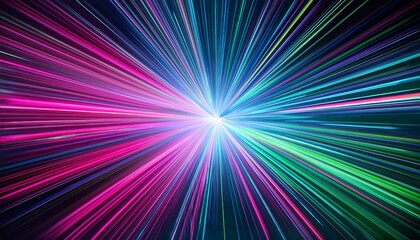 Neon Starburst: Vibrant streaks of neon pink, green, and blue radiating outwards from a central glow, resembling a starburst.