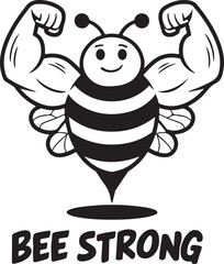 silhouette bee strong vector illustration.