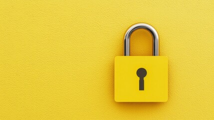 Fototapeta premium Yellow Padlock on Yellow Background.