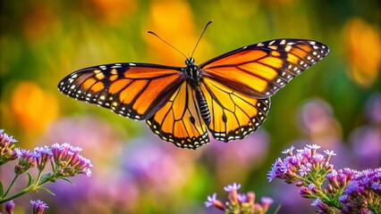 Fototapeta premium Butterfly flying, close shot wallpaper. 