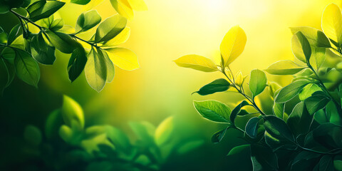 Green leafy tree with a bright yellow sun shining on it. The leaves are dry and the sun is shining brightly