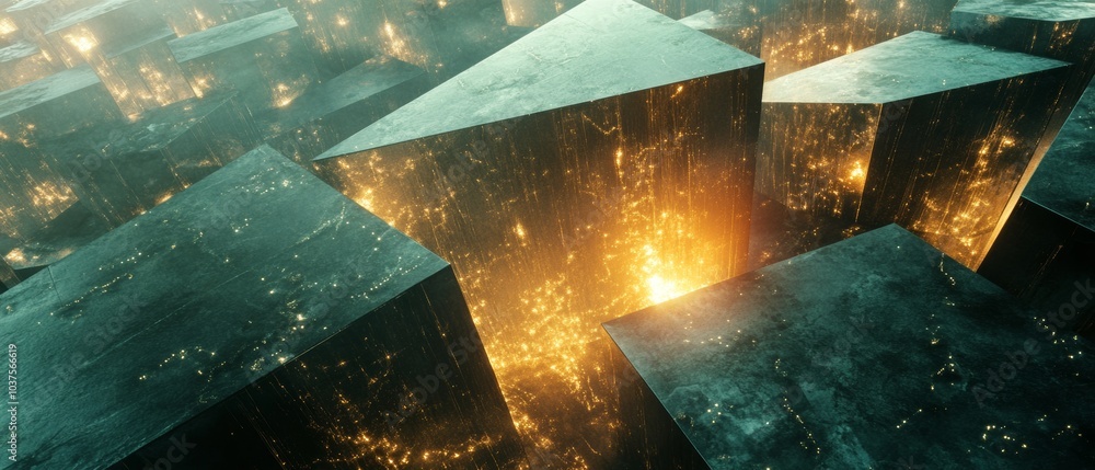 Aufkleber a computer generated image of a cityscape with many cubes