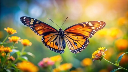 Obraz premium Butterfly flying, close shot wallpaper. 