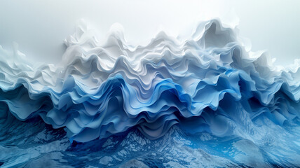 Abstract blue background. 3d rendering. Wave. Abstract 3D Background, flowing  texture. Nice blue waves. Dynamic Flowing backdrop.