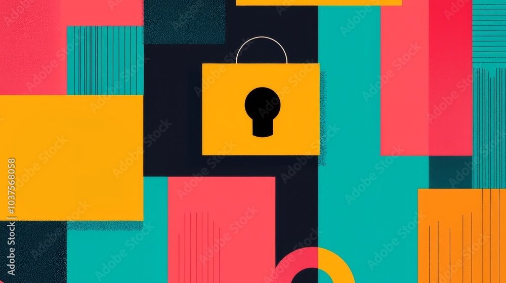 Poster abstract geometric pattern with keyhole.