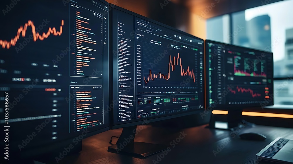 Poster exploring ai-powered trading platforms a futuristic look into the evolution of market analysis and f
