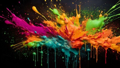 Chromatic Explosion A central point of bright white light surrounded by splashes of deep reds, blues, and yellows. 