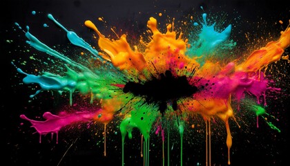 Chromatic Explosion A central point of bright white light surrounded by splashes of deep reds, blues, and yellows. 