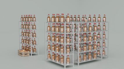 Apple Wine Bottles with Cabinet