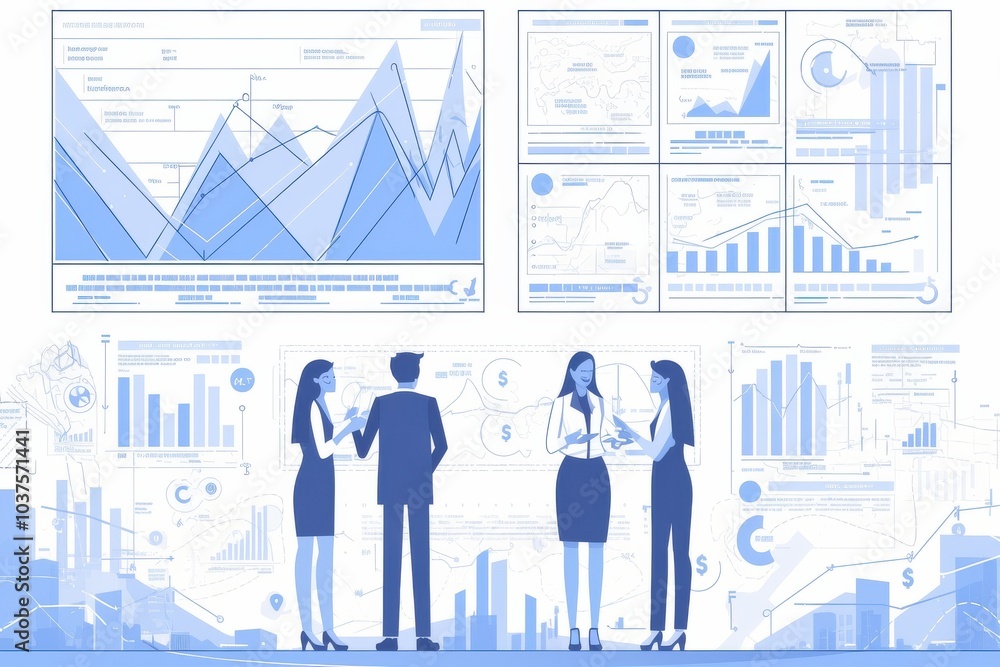 Poster business analytics meeting with interactive data visualization
