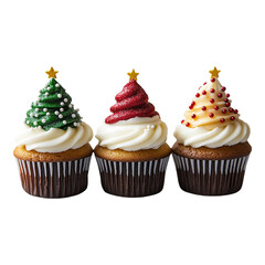 A Row of Four Cupcakes with White Frosting