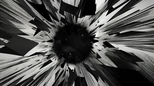 Exploding Time Lapse of Black and White Geometric Shapes, Motion Design Animation