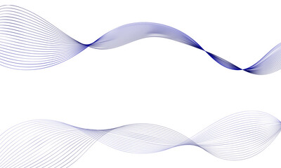 Vector curvy abstract line art wavy flowing dynamic blue white background in concept music or sound, wave, wind, information flow