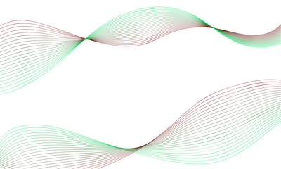 Vector curvy abstract line art wavy flowing dynamic green pink white background in concept music or sound, wave, wind, information flow