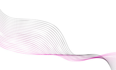 Vector curvy abstract line art wavy flowing dynamic tropical pink white background in concept music or sound, wave, wind, information flow