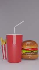 Burger or Hamburger with French fries