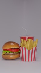 Burger or Hamburger with French fries