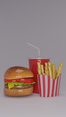 Burger or Hamburger with French fries