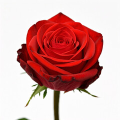 single red rose close up isolated on white background