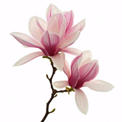Fototapeta premium pink magnolia flower blossom close up isolated on white background
